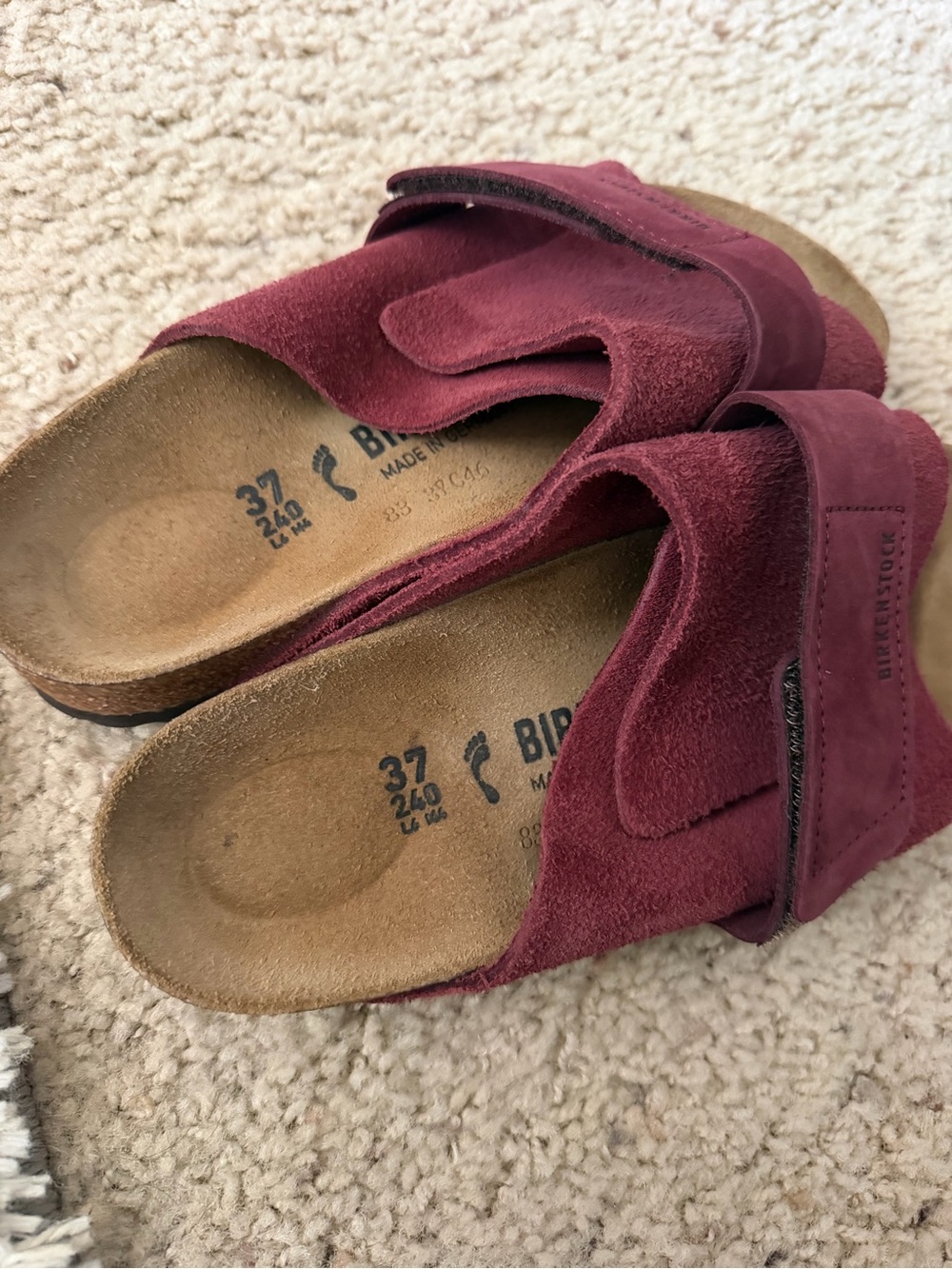 Birkenstock Kyoto Red Suede Cross-Strap Slide Sandals - Picture 4 of 4